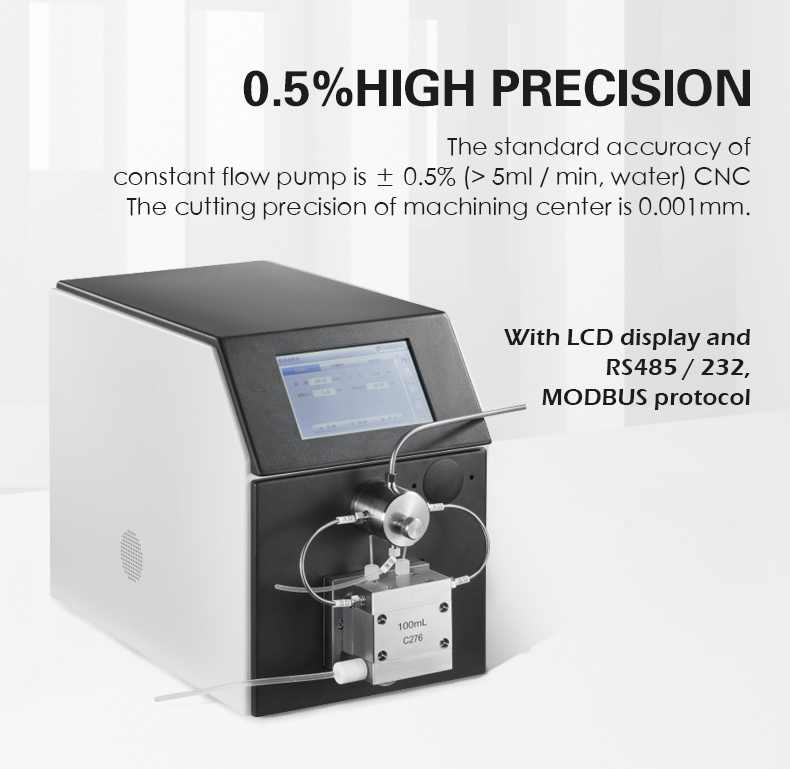 The standard accuracy of  constant flow pump is ± 0.5% (> 5ml / min, water) CNC The cutting precision of machining center is 0.001mm.