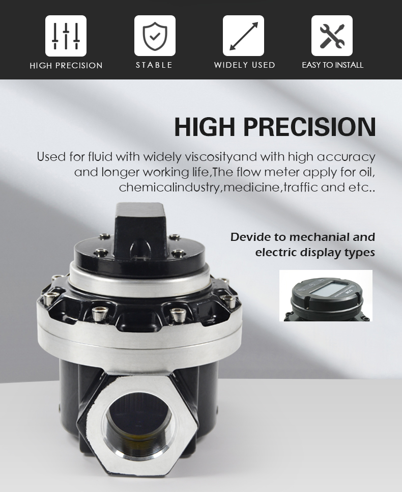 Used for fluid with widely viscosityand with high accuracy  and longer working life,The flow meter apply for oil, chemicalindustry,medicine,traffic and etc..